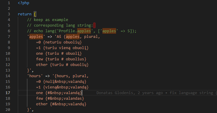 Daugiskaitos formos Codeigniter 4 lokalizavime