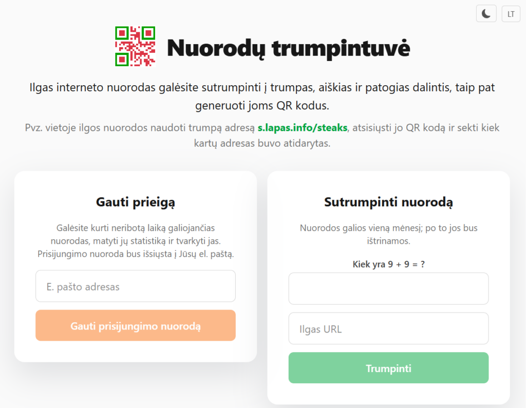 Nuorodų trumpintuvė - titulinis